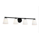 Bathroom Fixtures Four Lights by Justice Designs ( 102 | FSN-8034-OPAL-MBLK Fusion ) 