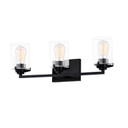 Bathroom Fixtures Three Lights by Justice Designs ( 102 | FSN-8093-CLER-MBLK Fusion ) 