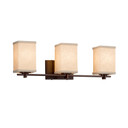 Bathroom Fixtures Three Lights by Justice Designs ( 102 | FAB-8443-15-CREM-DBRZ Textile ) 