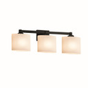 Bathroom Fixtures Three Lights by Justice Designs ( 102 | FSN-8433-30-OPAL-MBLK-LED3-2100 Fusion ) 