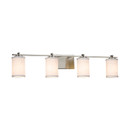 Bathroom Fixtures Four Lights by Justice Designs ( 102 | FAB-8444-10-WHTE-NCKL Textile ) 