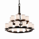 Mid. Chandeliers Glass Up by Justice Designs ( 102 | FAB-8767-10-WHTE-DBRZ Textile ) 
