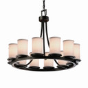 Mid. Chandeliers Glass Up by Justice Designs ( 102 | FAB-8768-10-WHTE-MBLK Textile ) 