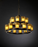 Mid. Chandeliers Glass Up by Justice Designs ( 102 | GLA-8767-16-AMBR-DBRZ Veneto Luce ) 