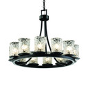 Mid. Chandeliers Glass Up by Justice Designs ( 102 | GLA-8768-16-CLRT-MBLK-LED12-8400 Veneto Luce ) 