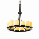 Mid. Chandeliers Glass Up by Justice Designs ( 102 | CNDL-8763-14-AMBR-DBRZ-LED12-8400 CandleAria ) 