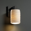 Sconces Single Glass by Justice Designs ( 102 | POR-8921-10-WAVE-MBLK Limoges ) 