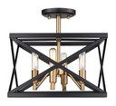Semi-Flush Mts. Cage by Trans Globe Imports ( 110 | 71054 ROB/AB ) 