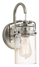 Sconces Single Glass by Kichler ( 12 | 45576NI Brinley ) 