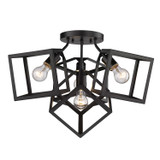 Semi-Flush Mts. Cage by Golden ( 62 | 2086-4SF BLK Cassio ) 
