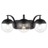 Bathroom Fixtures Three Lights by Golden ( 62 | 3219-BA3 BLK-BLK Dixon ) 