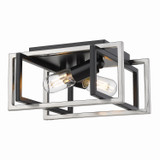 Flush Mounts Cage Style by Golden ( 62 | 6070-FM BLK-PW Tribeca ) 