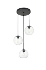 Mini Pendants 3 Light Cluster by Elegant Lighting ( 173 | LD2208BK BAXTER ) 
