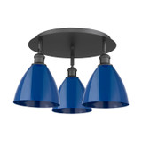 Flush Mounts Metal Shade by Innovations ( 405 | 516-3C-BK-MBD-75-BL Ballston ) 
