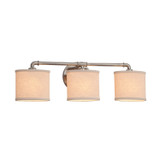 Bathroom Fixtures Three Lights by Justice Designs ( 102 | FAB-8463-30-CREM-NCKL-LED3-2100 Textile ) 