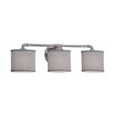 Bathroom Fixtures Three Lights by Justice Designs ( 102 | FAB-8463-30-GRAY-NCKL-LED3-2100 Textile ) 