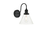 Sconces Single Glass by Elegant Lighting ( 173 | LD4017W7BK Histoire ) 