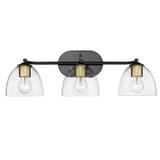 Bathroom Fixtures Three Lights by Golden ( 62 | 6958-3SF BLK-BCB-CLR Roxie ) 