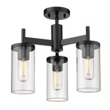 Semi-Flush Mts. Cage by Golden ( 62 | 7011-3SF BLK-CLR Winslett ) 