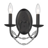 Sconces Double Candle by Golden ( 62 | 7644-2W BLK Mirabella ) 