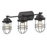 Bathroom Fixtures Three Lights by Golden ( 62 | 9808-BA3 BLK Seaport ) 