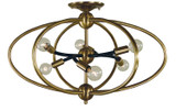 Semi-Flush Mts. Cage by Framburg ( 8 | 4947 AB/MBLACK Orbit ) 