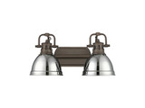 Bathroom Fixtures Two Lights by Golden ( 62 | 3602-BA2 RBZ-CH Duncan ) 