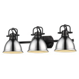 Bathroom Fixtures Three Lights by Golden ( 62 | 3602-BA3 BLK-CH Duncan ) 