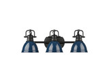 Bathroom Fixtures Three Lights by Golden ( 62 | 3602-BA3 BLK-NVY Duncan ) 