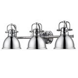 Bathroom Fixtures Three Lights by Golden ( 62 | 3602-BA3 CH-CH Duncan ) 