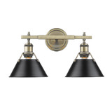 Bathroom Fixtures Two Lights by Golden ( 62 | 3306-BA2 AB-BLK Orwell ) 