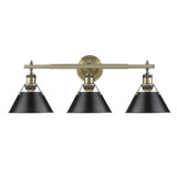 Bathroom Fixtures Three Lights by Golden ( 62 | 3306-BA3 AB-BLK Orwell ) 