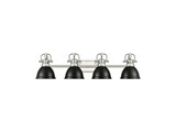 Bathroom Fixtures Four Lights by Golden ( 62 | 3602-BA4 PW-BLK Duncan ) 
