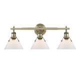 Bathroom Fixtures Three Lights by Golden ( 62 | 3306-BA3 AB-OP Orwell ) 