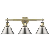 Bathroom Fixtures Three Lights by Golden ( 62 | 3306-BA3 AB-PW Orwell ) 