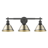 Bathroom Fixtures Three Lights by Golden ( 62 | 3306-BA3 BLK-AB Orwell ) 