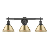 Bathroom Fixtures Three Lights by Golden ( 62 | 3306-BA3 BLK-BCB Orwell ) 