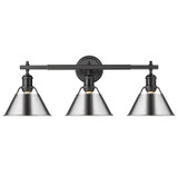 Bathroom Fixtures Three Lights by Golden ( 62 | 3306-BA3 BLK-CH Orwell ) 