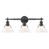 Bathroom Fixtures Three Lights by Golden ( 62 | 3306-BA3 BLK-OP Orwell ) 