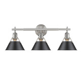 Bathroom Fixtures Three Lights by Golden ( 62 | 3306-BA3 PW-BLK Orwell ) 