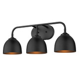 Bathroom Fixtures Three Lights by Golden ( 62 | 6956-BA3 BLK-BLK Zoey ) 
