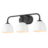 Bathroom Fixtures Three Lights by Golden ( 62 | 6956-BA3 BLK-WHT Zoey ) 