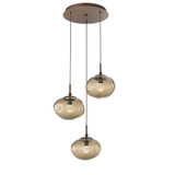 Mini Pendants 3 Light Cluster by Hammerton Studio ( 404 | CHB0068-03-BB-ZB-C01-L1 Nebula ) 