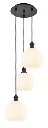 Mini Pendants 3 Light Cluster by Innovations ( 405 | 113B-3P-BK-G1217-8WV Ballston ) 