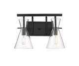 Bathroom Fixtures Two Lights by Innovations ( 405 | 354-2W-BK-CL-LED Auralume ) 