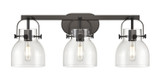 Bathroom Fixtures Three Lights by Innovations ( 405 | 423-3W-BK-G412-6CL Downtown Urban ) 
