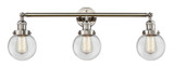 Bathroom Fixtures Three Lights by Innovations ( 405 | 205-PN-G202-6-LED Franklin Restoration ) 