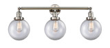 Bathroom Fixtures Three Lights by Innovations ( 405 | 205-PN-G202-8-LED Franklin Restoration ) 