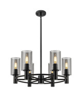 Mid. Chandeliers Glass Up by Innovations ( 405 | 434-6CR-BK-G434-7SM Downtown Urban ) 