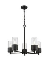 Mid. Chandeliers Glass Up by Innovations ( 405 | 428-5CR-BK-G428-7CL Downtown Urban ) 